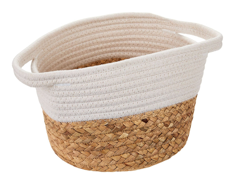 Canvas Molly Woven Cotton Rope Two-Toned Storage Basket J9