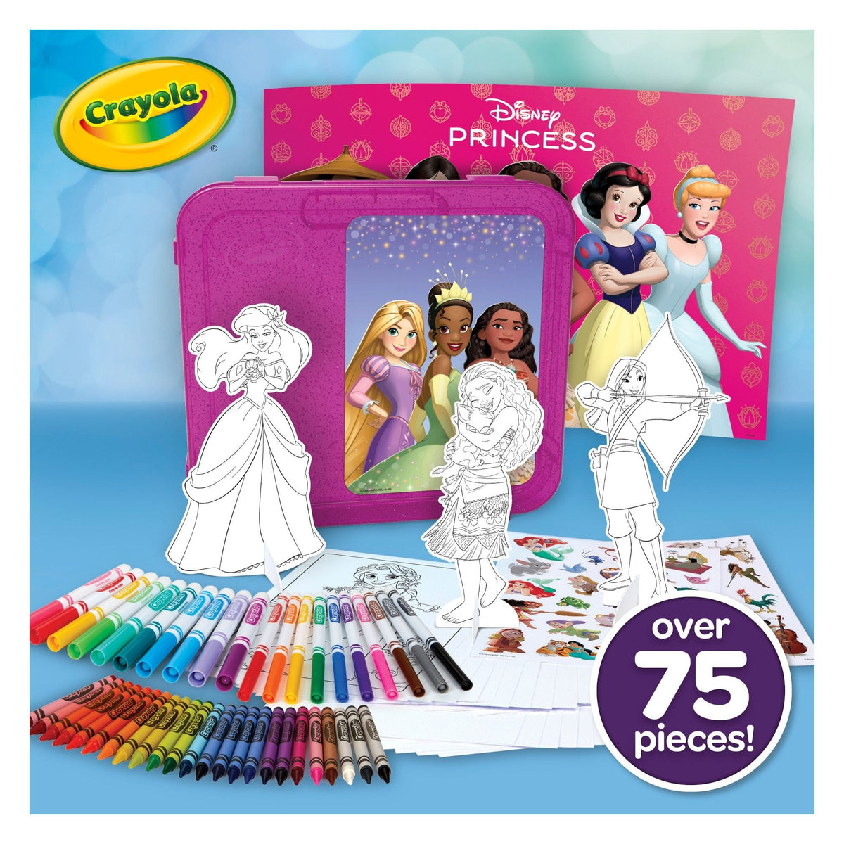 Crayola Disney Princess Art Case, Arts & Crafts Kit for Kids, 79-pc, Ages 5+
