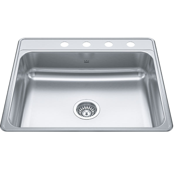 Creemore Drop-In Single 4-Hole Stainless Steel Sink, 22x25-in S0