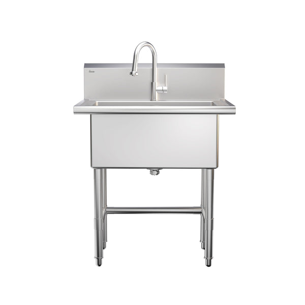 Danze Single Deep Bowl Stainless Steel Utility Sink with Pull-Down Faucet & Strainer, 30-in Q3