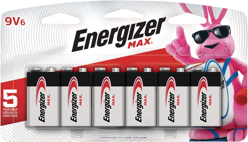 Energizer Max 6-pk 9V / 9 Volt Alkaline Batteries, Long Lasting, All Purpose K7