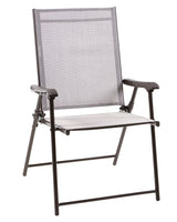 For Living Bluebay Sling Folding Outdoor Patio Accent Chair, Grey, 25x24x37-in