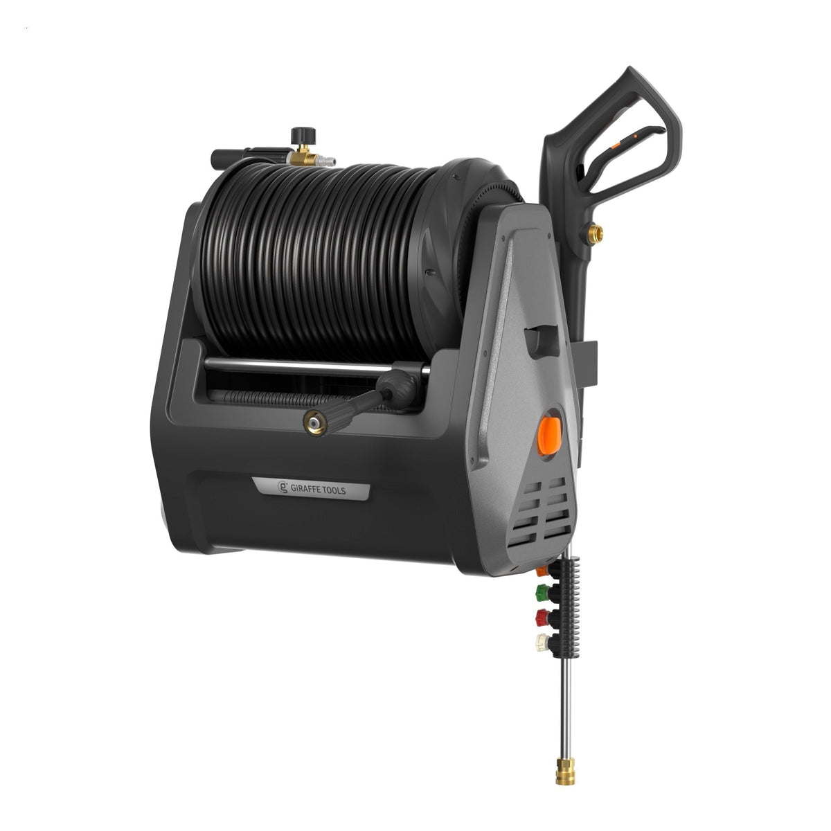 Giraffe Tools Grandfalls G30 Wall Mounted 2100 PSI 2.2 GPM Brushless Retractable Electric Pressure Washer with 100-ft Hard Hose
