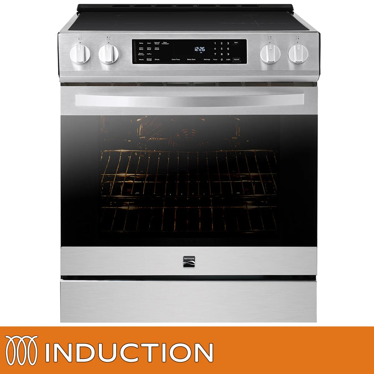 Kenmore 30 in. 5 cu ft. Stainless Steel Digital Control Induction Range with True Convection and Air Fry