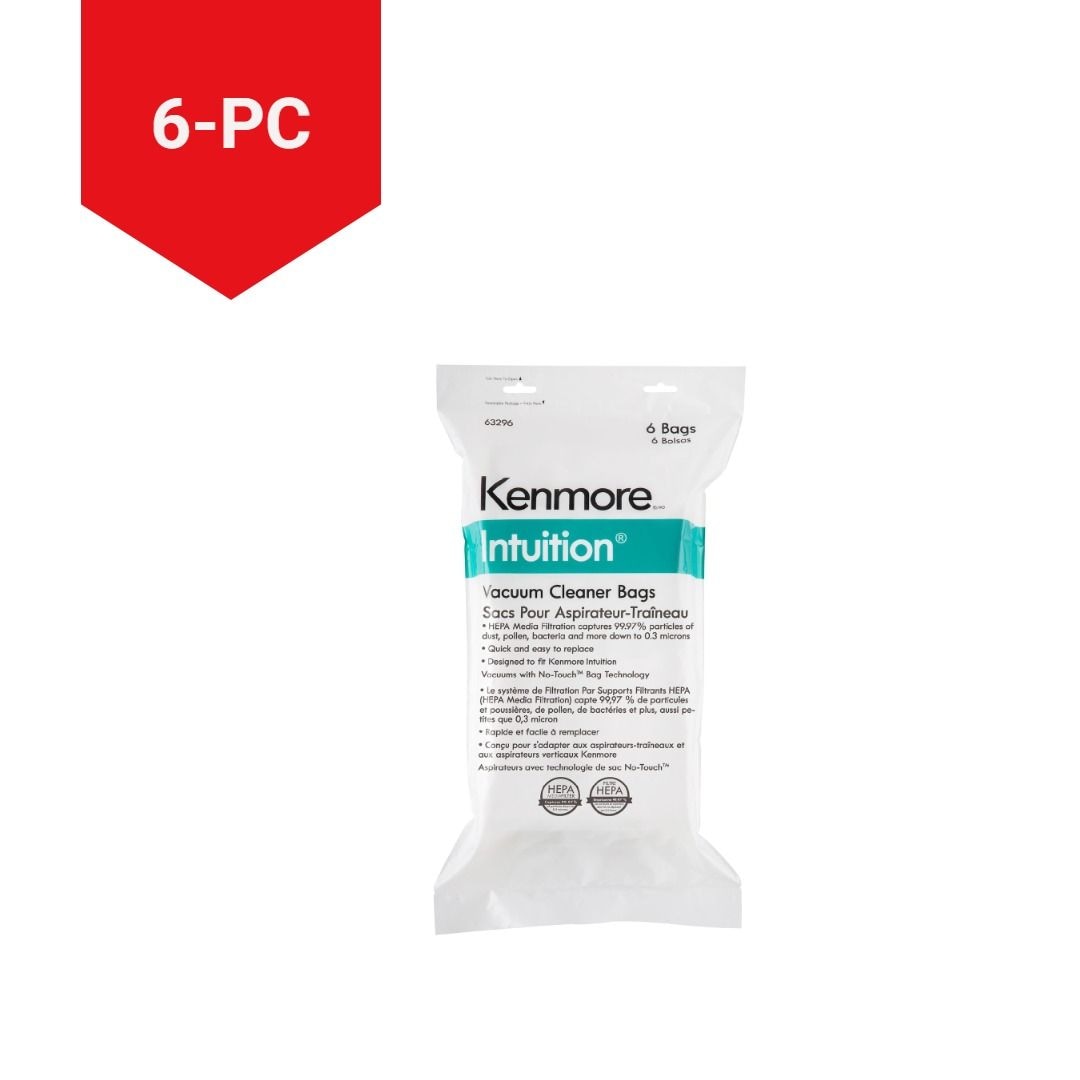Kenmore Genuine HEPA Intuition Lightweight Bagged Upright Vacuum Cleaner Bags, 6-pk