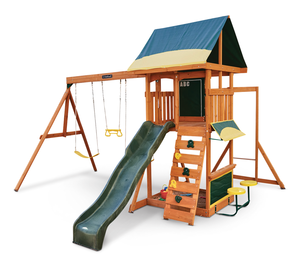 KidKraft Brightside Outdoor Cedar Wooden Swing/Play Set, Ages 3-10