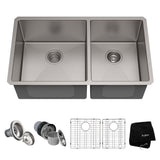 Kraus Standard PRO Undermount Stainless Steel Double Bowl 60/40 Kitchen Sink, 33x19x10-in