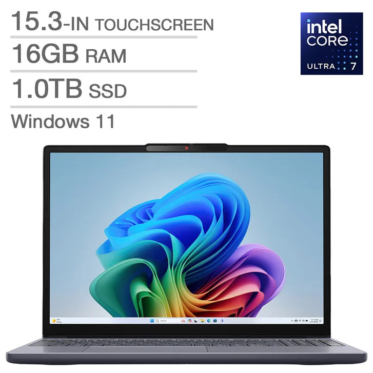 Lenovo IdeaPad Slim 3i Copilot+ PC 15.3-in. Touchscreen Laptop, Intel Core Ultra 7 355 - 16GB RAM, 1TB SSD D6