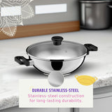 Maharaja 3.4qt Stainless Steel Karahi with lid 26cm 10.25in
