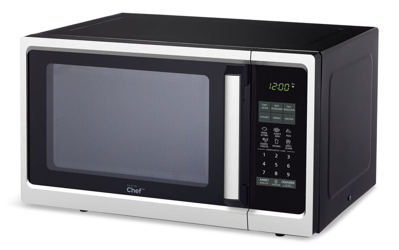 MASTER Chef Countertop Microwave, 900 W, Black Stainless Steel, 0.9-cu-ft T1