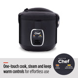 MASTER Chef One-Touch Non-Stick Rice Cooker & Steamer, Black, 20 Cups