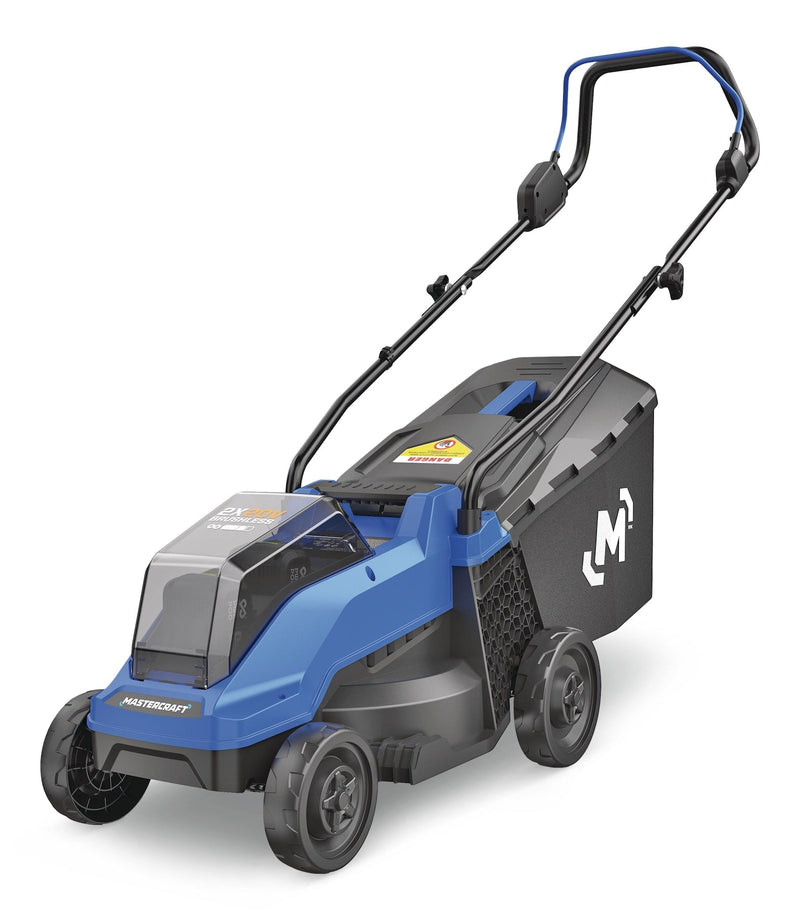 Mastercraft 2 x 20V Cordless 14-in Brushless Push Lawn Mower Kit with 2 PWR POD 4 Ah Batteries and Charger W2
