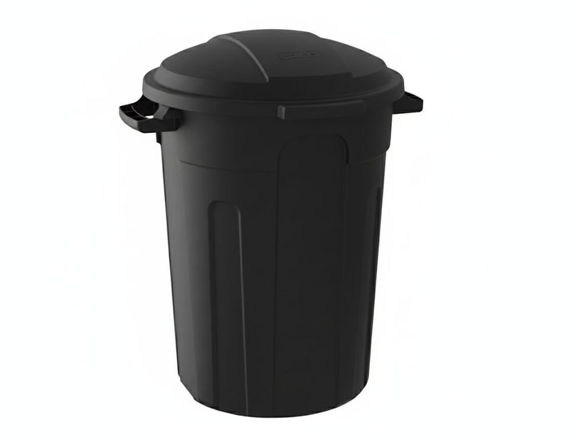 Mastercraft Resin Circular Outdoor Garbage Can with Lid, Black, 121-L P1