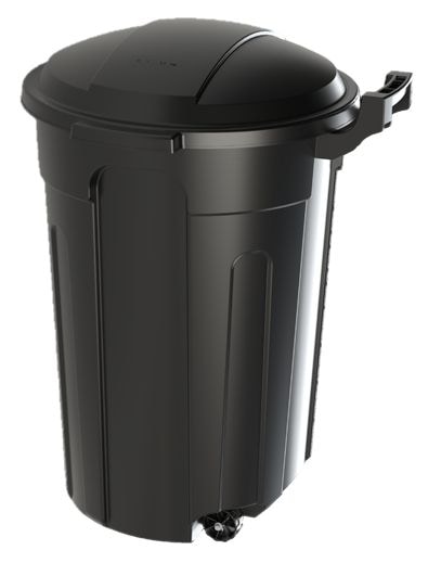 Mastercraft Resin Circular Wheeled Outdoor Garbage Can with Lid, Black, 121-L U8
