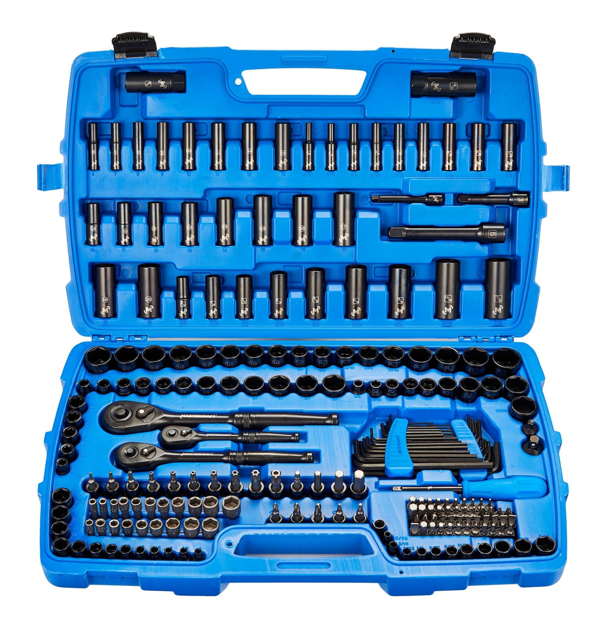 Mastercraft Socket Set, 229-pc, SAE / Metric, CRV, Black Steel Finish