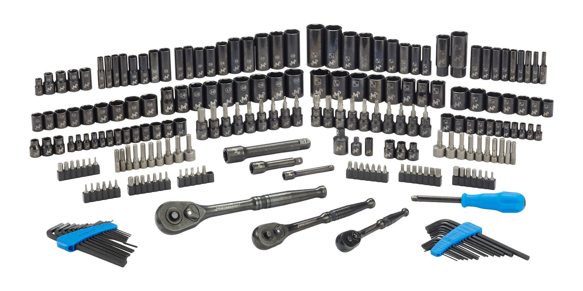Mastercraft Socket Set, 229-pc, SAE / Metric, CRV, Black Steel Finish
