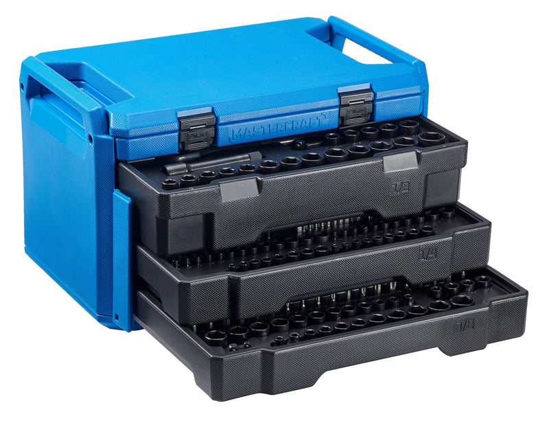 Mastercraft Socket Set, SAE/Metric, CRV, Black Steel Finish, 260-pc M2
