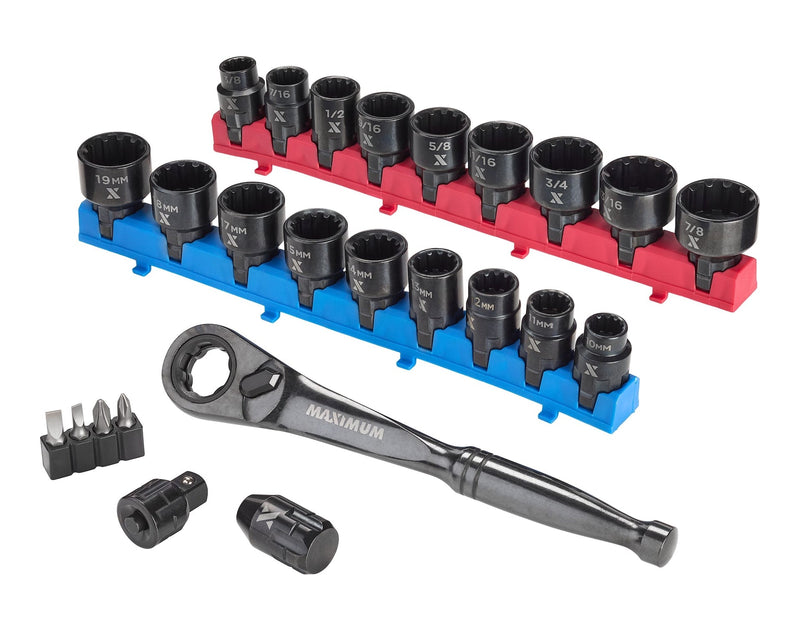 MAXIMUM 25 Piece 3/8" Drive Pass-Thru Socket Set J0