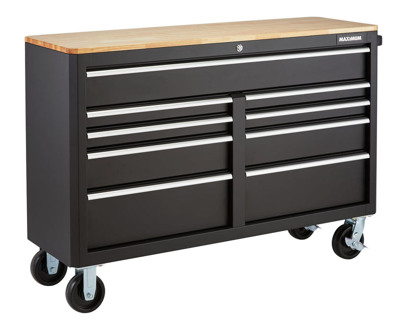 MAXIMUM Tool Storage Cabinet, Built-In Power Bar with USB, 9-Drawer, 56-in, Matte Black X6