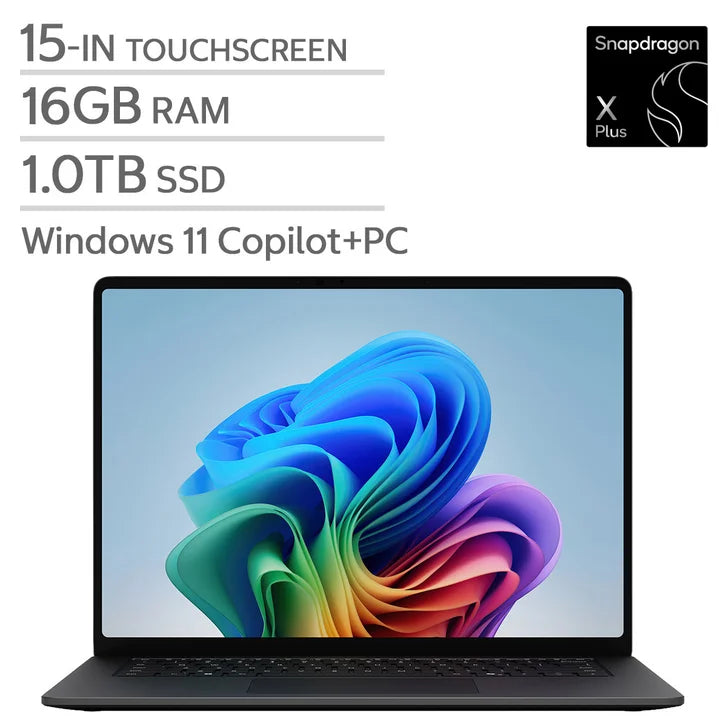 Microsoft Surface 15.0-in. Copilot+ PC Touchscreen Laptop, Qualcomm Snapdragon X2 Plus - 16GB RAM, 1 TB SSD - Black L7