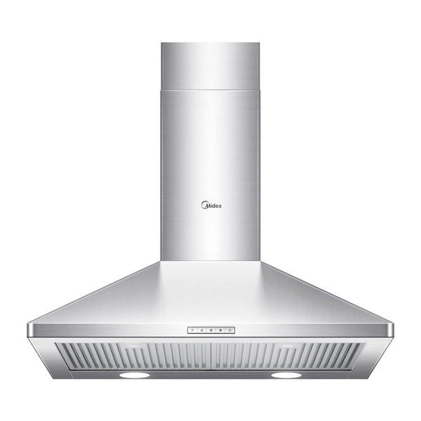 Midea Pyramid 450CFM Push Button Wall Mount Kitchen Exhaust Fan Range Hood, Stainless Steel, 30-in C1