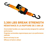 MotoMaster 3,300-lb Retractable Heavy-Duty Ratchet Tie Down Straps, 2-in x 10-ft, 2-pk