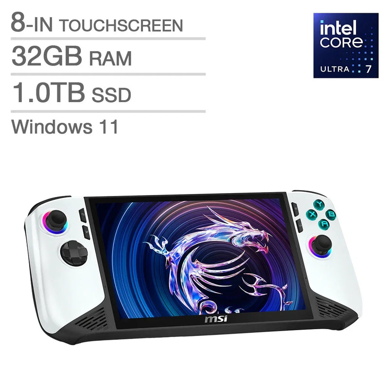 MSI CLAW 8 AI+ A2VM Polar Tempest Edition 8-in Touchscreen Handheld Gaming Computer, Intel Core Ultra 7 258V - 32GB RAM, 1TB SSD, Intel Arc B3