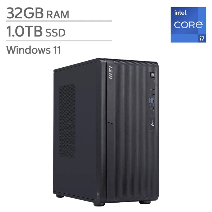 MSI PRO DP180 Desktop Computer, Intel Core i7-14700F - 32GB RAM, 1TB SSD, 8GB NVIDIA GeForce RTX 5060 R8