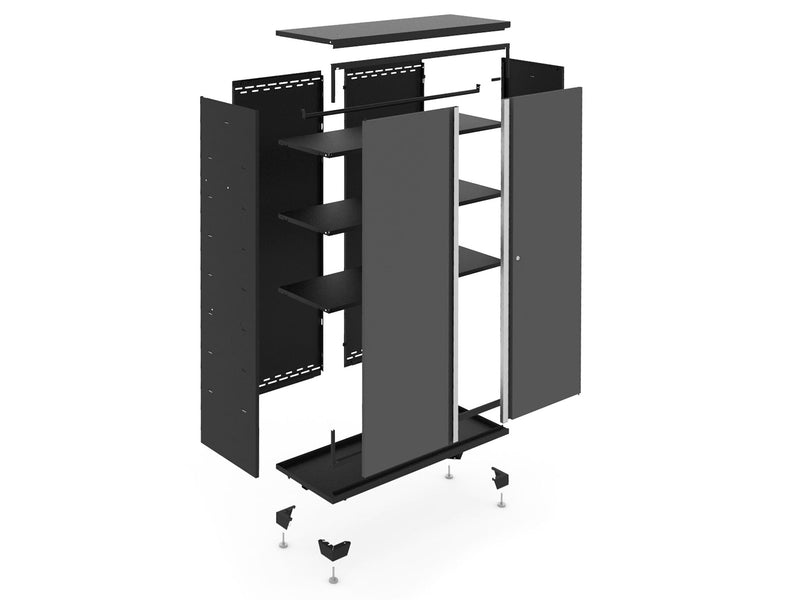 NewAge Bold Series Lockable 24-Gauge Steel RTA Storage Locker with 3 Shelves, Grey/Black, 36-in W8