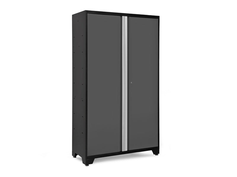 NewAge Bold Series Lockable 24-Gauge Steel RTA Storage Locker with 3 Shelves, Grey/Black, 48-in D1