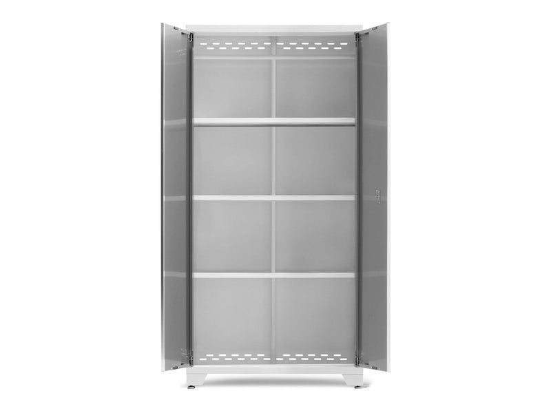 NewAge Bold Series Lockable 24-Gauge Steel RTA Storage Locker with 3 Shelves, Platinum/White, 36-in X0