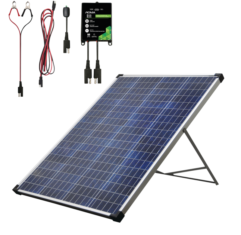 NOMA 100 Watt, 12V Crystalline Solar Panel Kit with Stand and Charge Controller P5