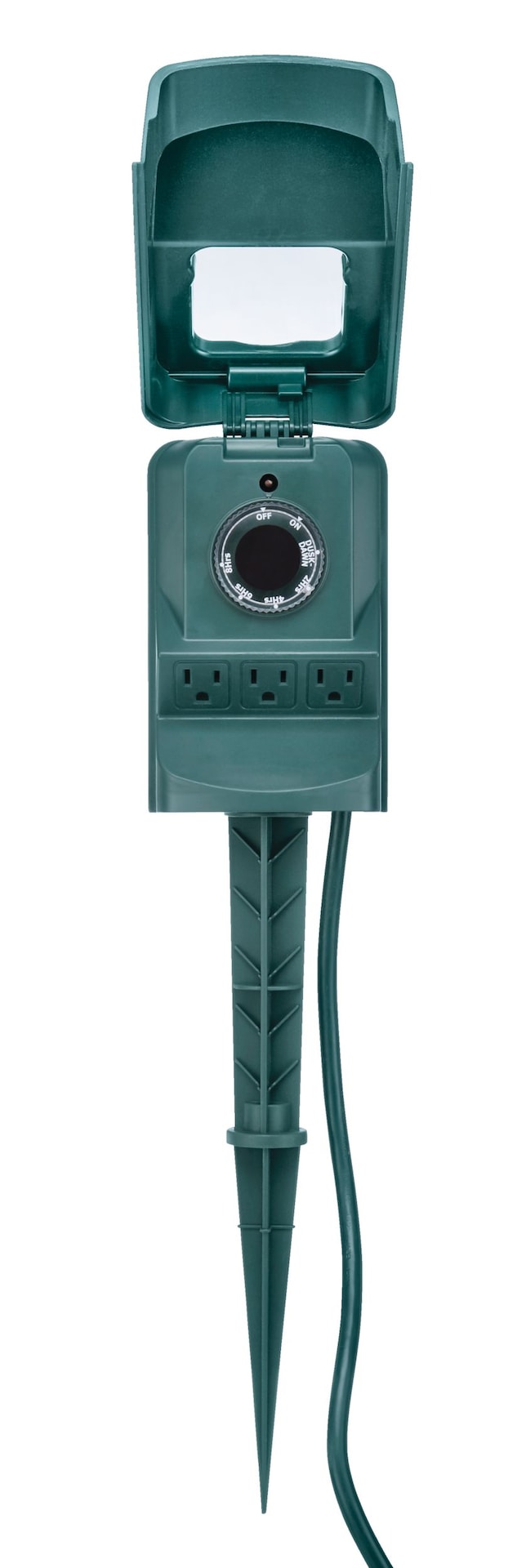 NOMA 3-Outlet Outdoor Power Stake with 6-ft Cord and Timer, Green