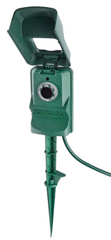 NOMA 3-Outlet Outdoor Power Stake with 6-ft Cord and Timer, Green