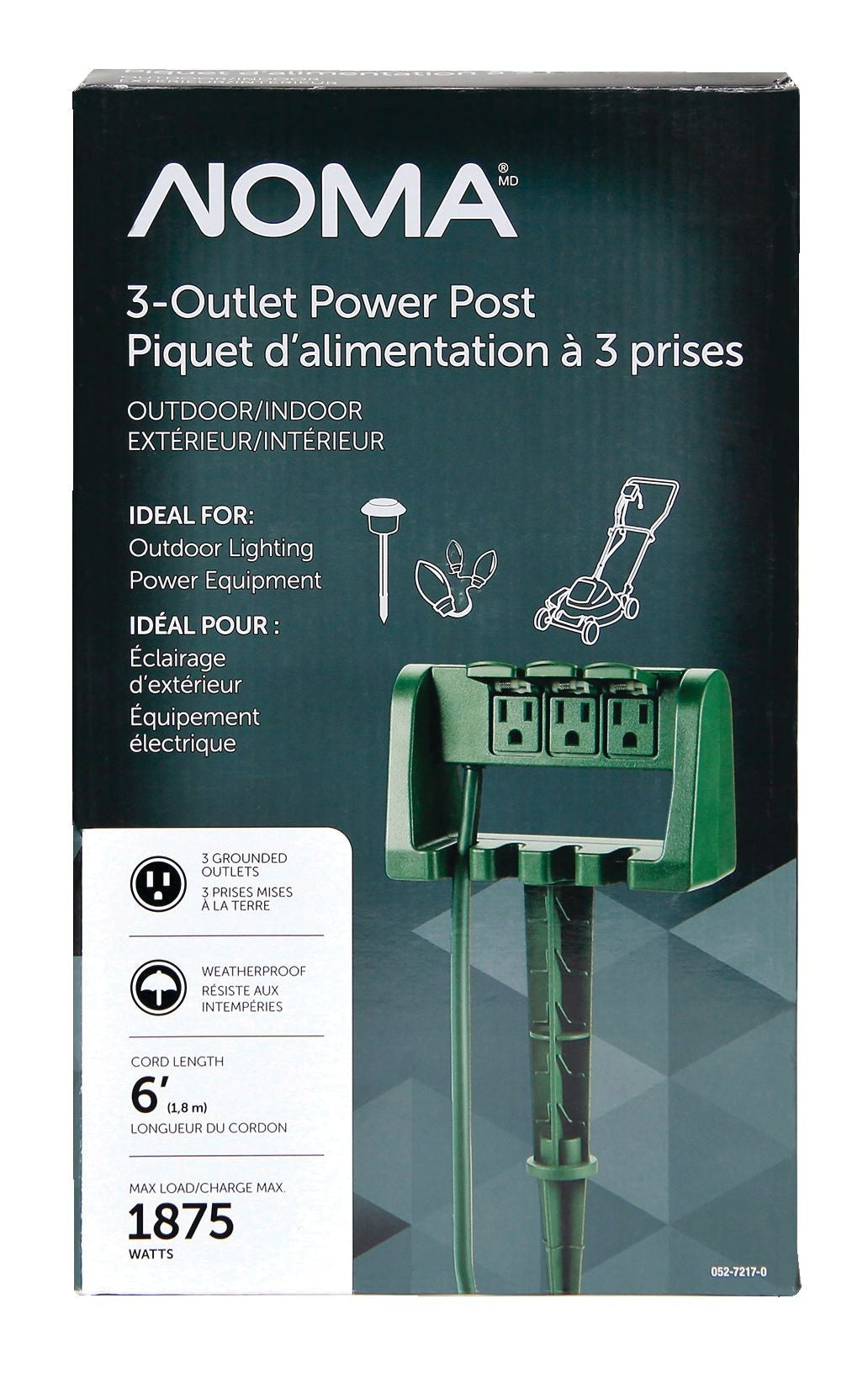 NOMA 3-Outlet Outdoor Power Stake with 6-ft Cord, Green
