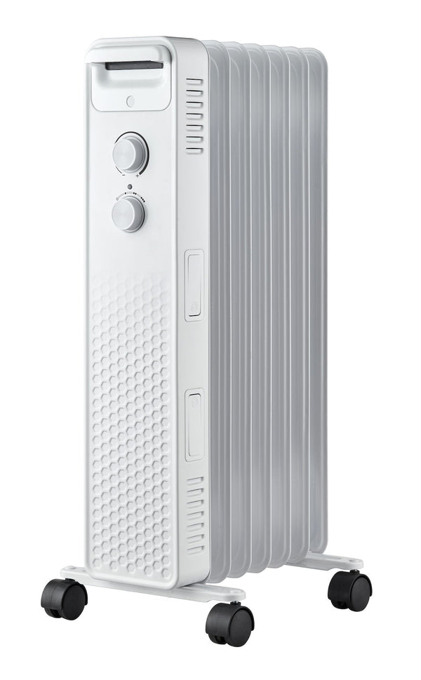 NOMA 3-Setting Mechanical Oil Filled Heater with Adjustable Thermostat, Castors & Handle, 1500W, White P3