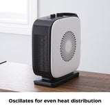 NOMA Portable Oscillating Portable Ceramic Space Heater withThermostat, 1500W, White