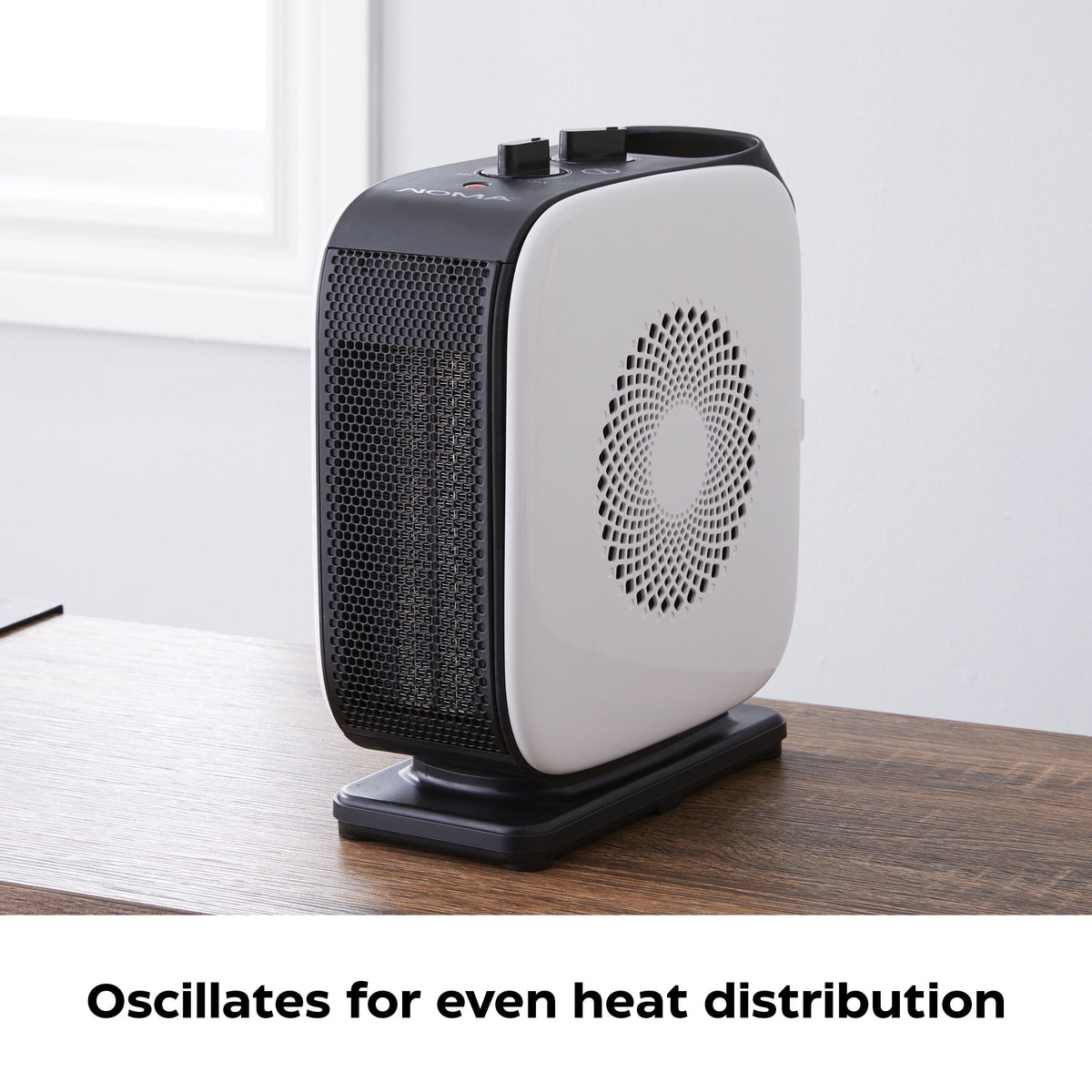 NOMA Portable Oscillating Portable Ceramic Space Heater withThermostat, 1500W, White