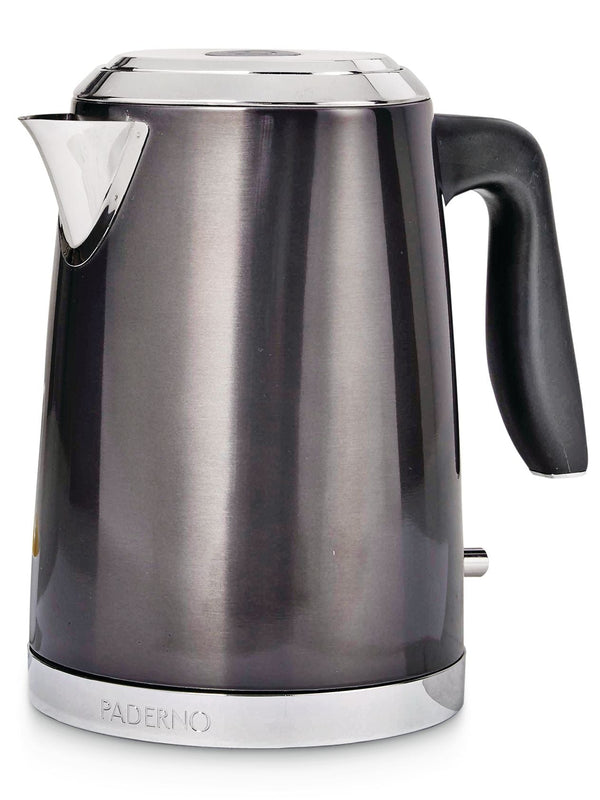 PADERNO Cordless Electric Kettle with Auto Shut Off, Black Stainless Steel, 1.7L M9