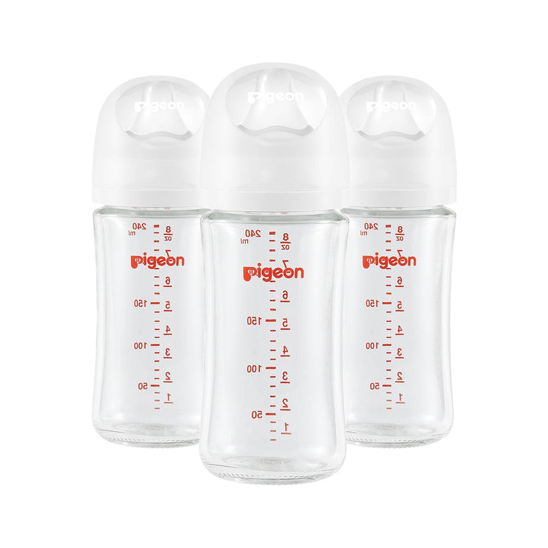 Pigeon Glass Bottle with Silicone Nipple (M), 8-oz, 3 Months+, 3-pk E1
