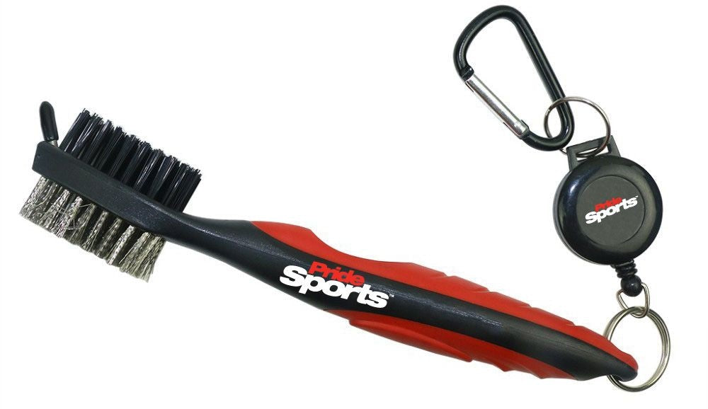 PrideSports Deluxe Golf Club Cleaning Brush with Retractable Cord