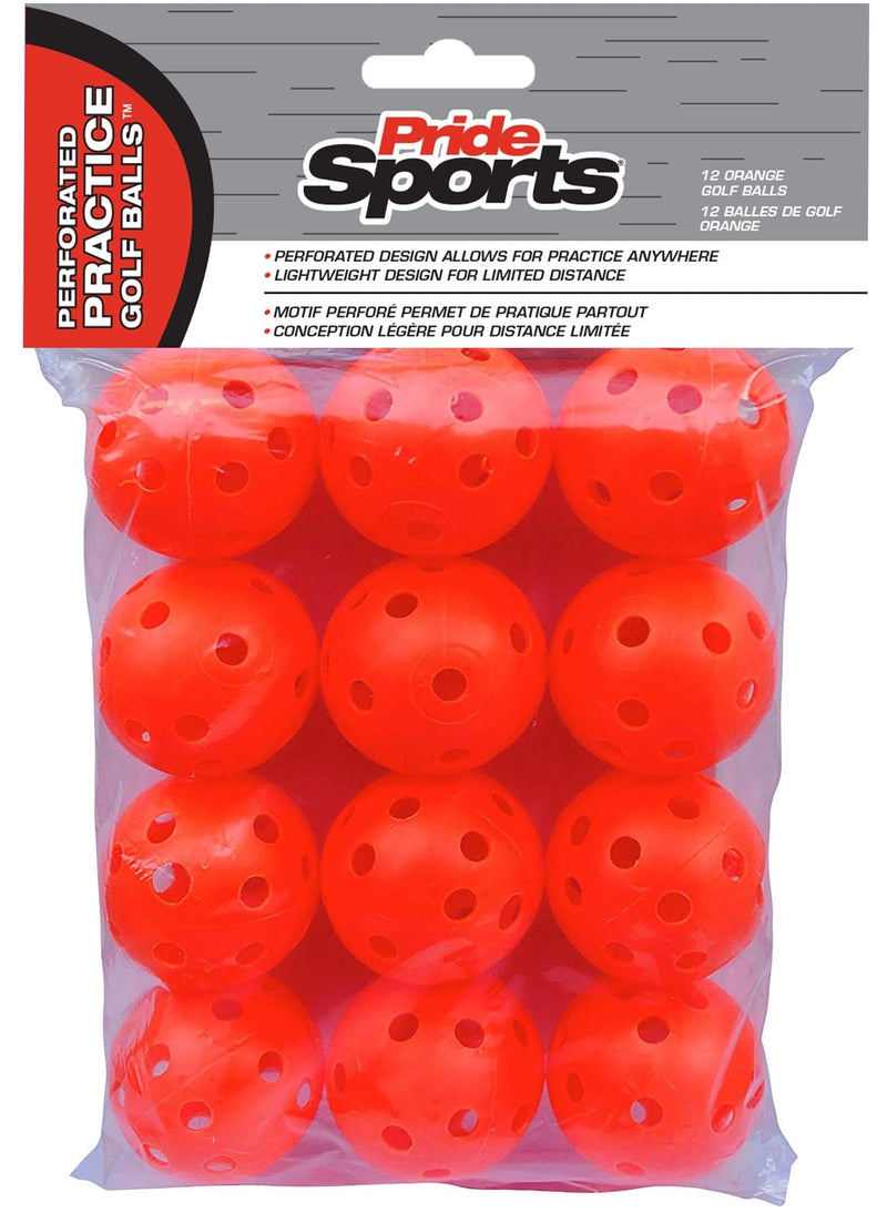 PrideSports Perforated Plastic Practice Golf Balls, Lightweight, 12-pk, Assorted Colours L3