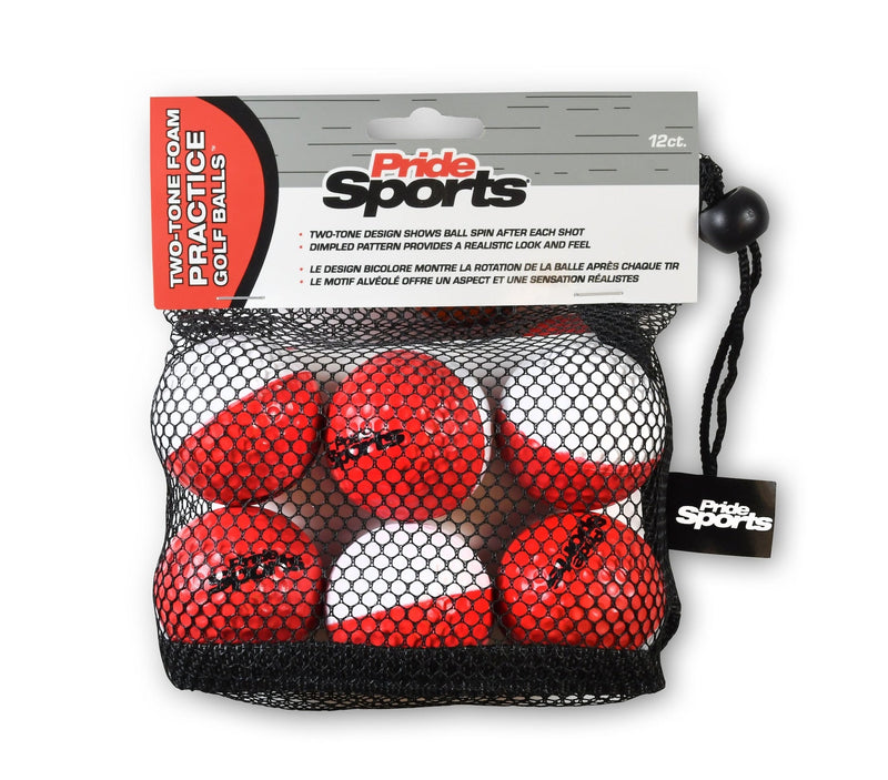 PrideSports Two Tone Practice Golf Balls, Red/White, 12-pk U0