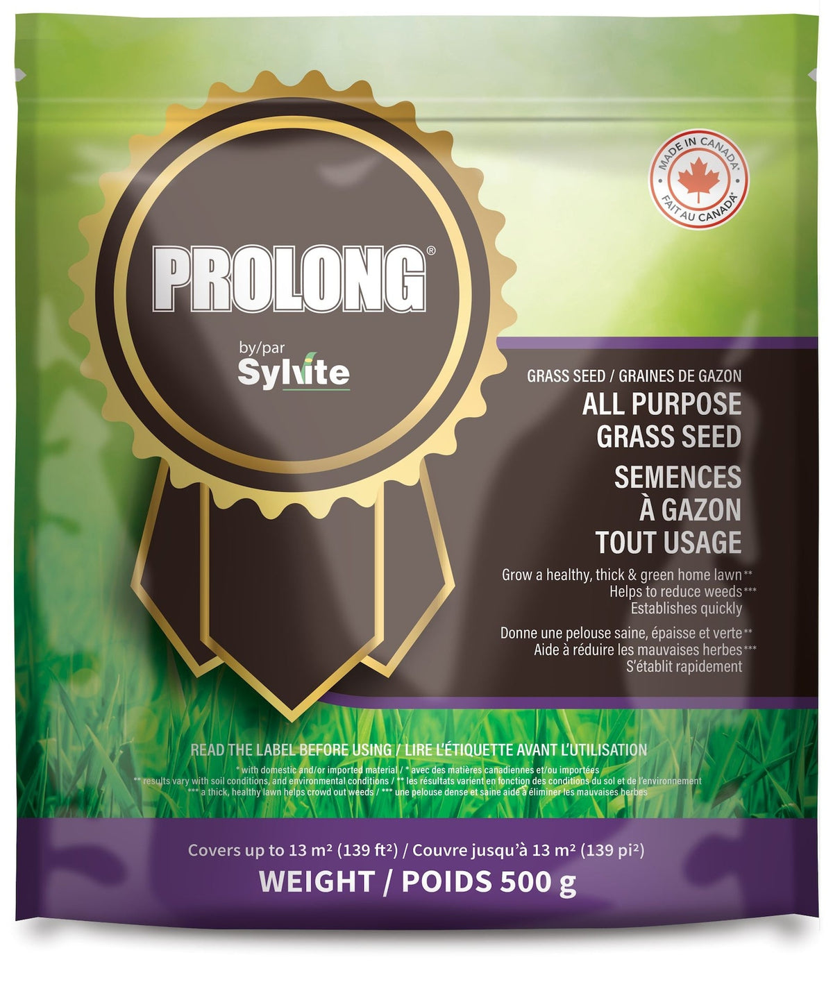Prolong All Purpose Grass Seed, Covers 139 sq. ft., 500-g