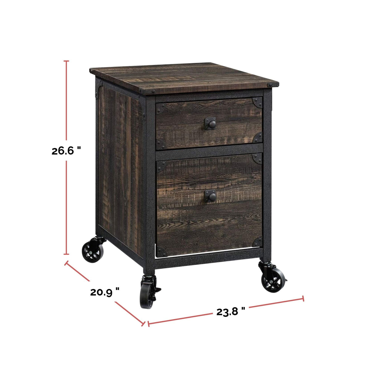Sauder Steel Pedestal River File Cabinet with Drawers, Carbon Oak