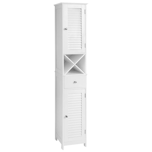 Songmics Home 1-Drawer White Storage Cabinet with Shutter Doors K7