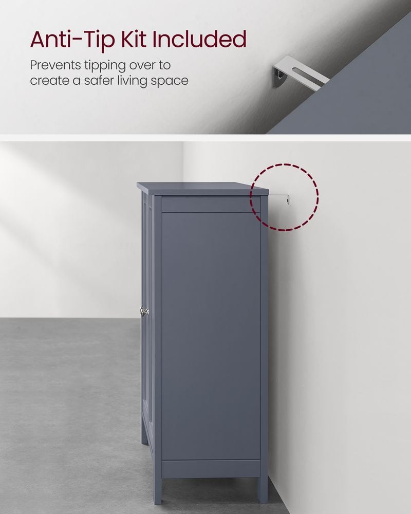 Songmics Home Dove Grey Floor Cabinet with 2 Adjustable Shelves