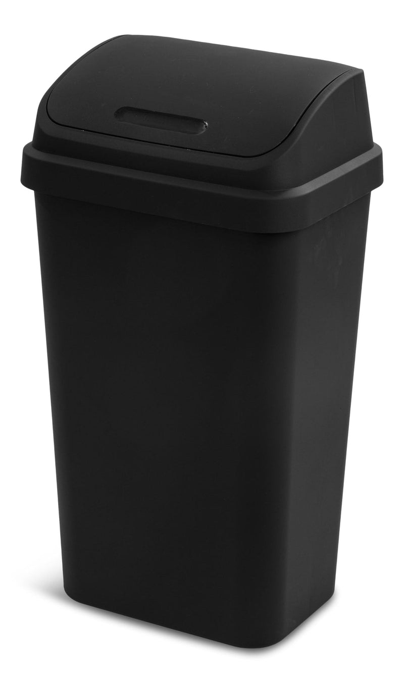 Sterilite Plastic Rectangular Swing Lid Garbage Can, Black, 49-L Q1