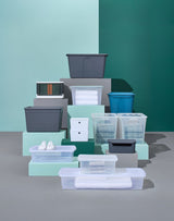 type A Restore Stackable Nesting Storage Box with Lid, 121-L, Grey