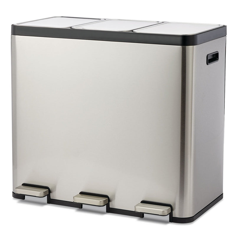 type A Tri-Sorter Stainless Steel Garbage Can, 3 x 20-L B6